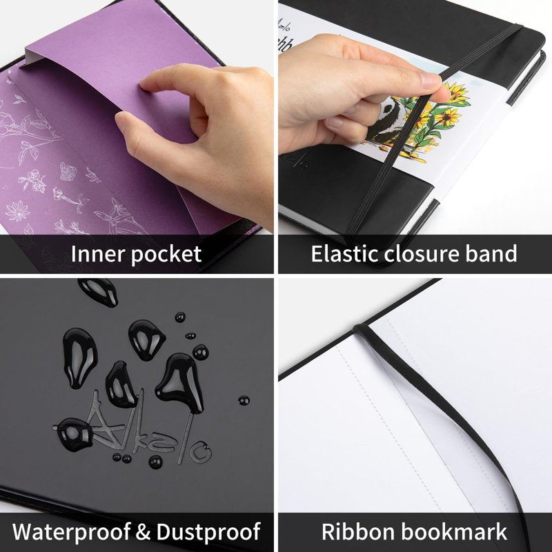 Square Sketchbook for Drawing, 120 Pages, Thick Acid-Free Paper, Mixed Media Art Book