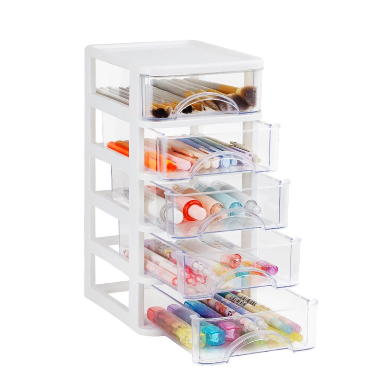 Desktop 5-Drawer Clear Storage Unit – Small Organizer Box, Frame with Transparent Drawers