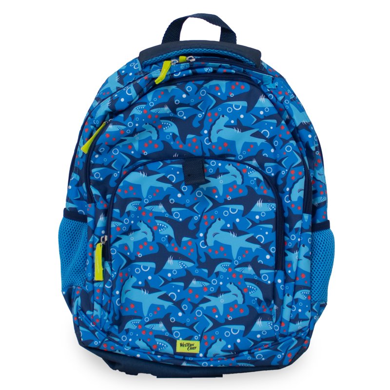 Kids' Shark Backpack Bundle with Lunch Box & Pencil Pouch - Water-Resistant & Adjustable Straps