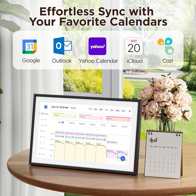 10.1 Inch Smart Digital Calendar with HD Touchscreen, Meal Planner & Chore Chart