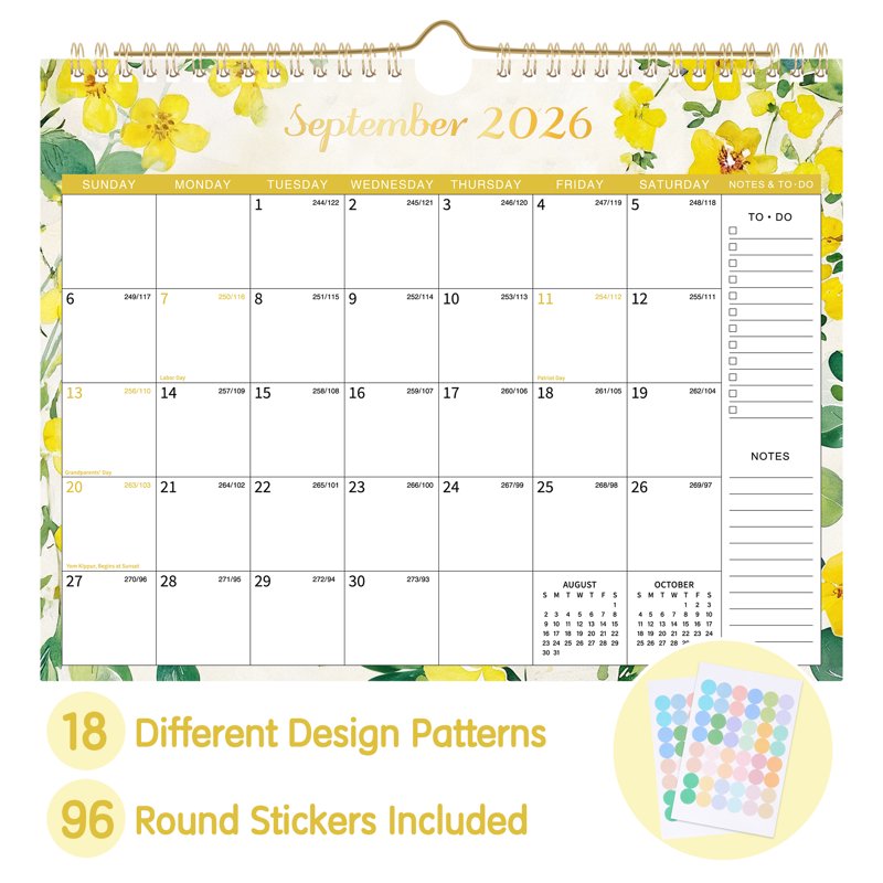 18-Month Wall Calendar July 2026 - December 2027, 11x8.5 Inch, Spiral-Bound
