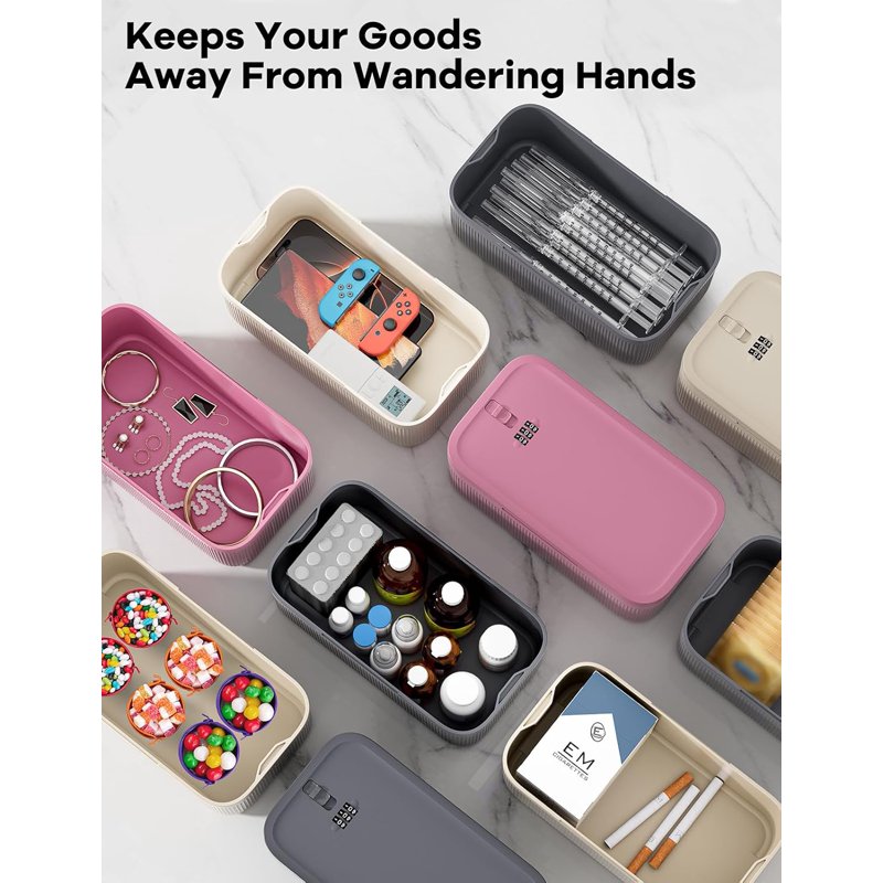 Small Lockable Storage Box with 3-Digit Combination for Medications & Snacks