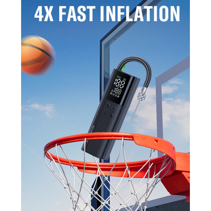 Electric Ball Pump with Gauge - Portable 18 PSI Automatic Sports Ball Inflator