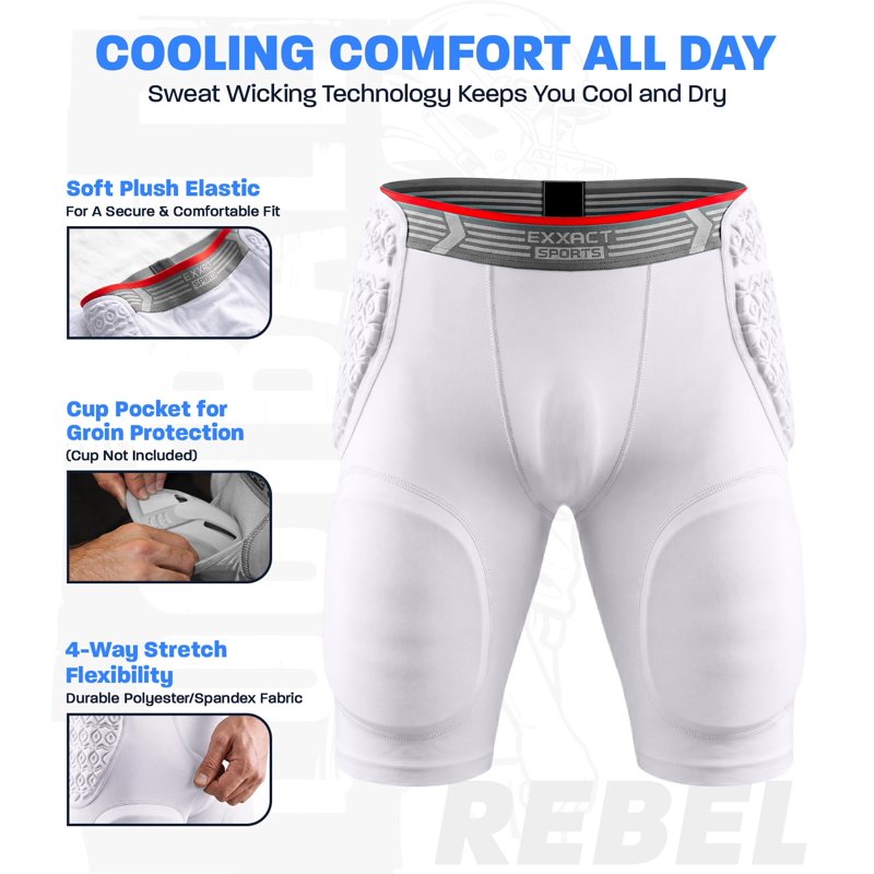 Adult Football Girdle with Hip Thigh Tailbone Pads Compression Shorts Protective Gear