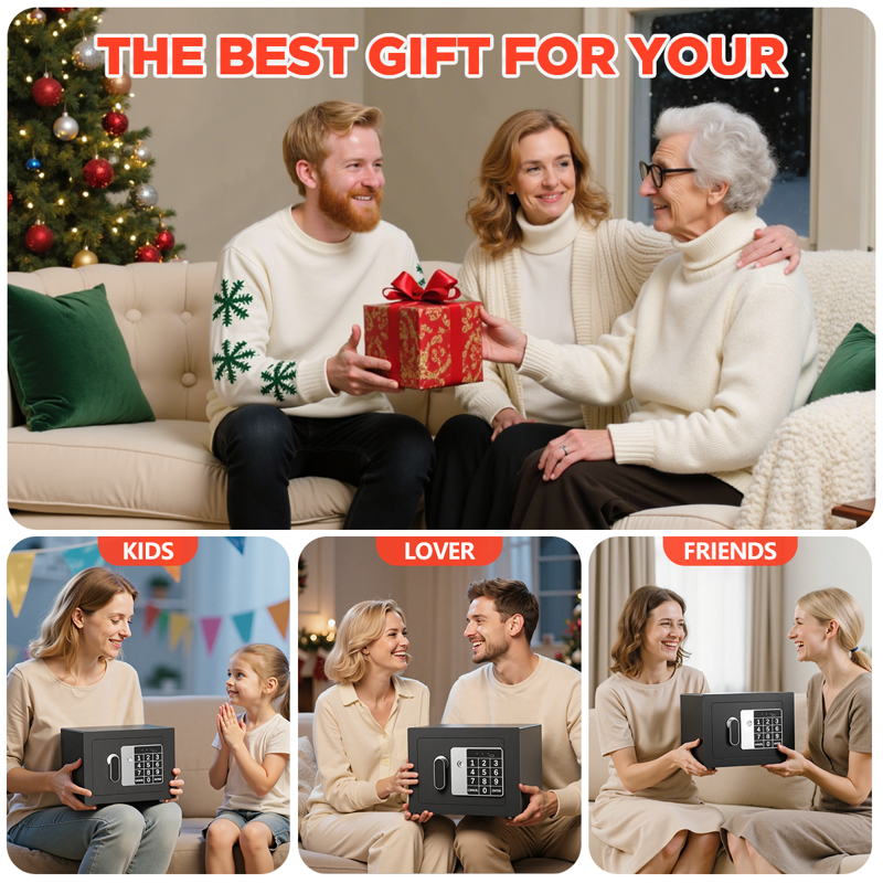 Secure Digital Safe Box with Keypad and USB-C - Reinforced Steel Home Office Security
