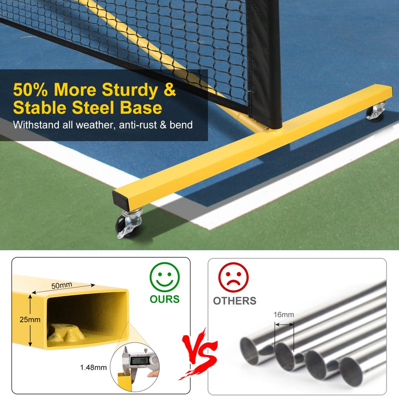 Portable Pickleball Net Set 22ft with Wheels, Paddles, Balls & Carry Bag