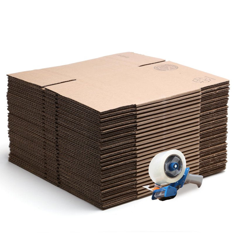 Corrugated Shipping & Moving Boxes - Eco-Friendly Kraft Cardboard Pack of 25