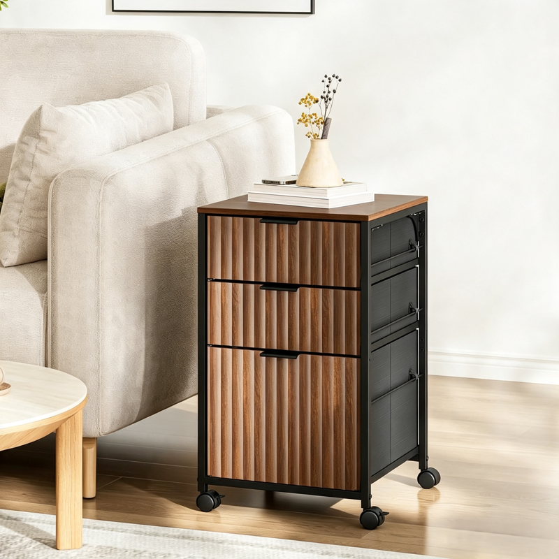 3-Drawer Fabric File Cabinet with Printer Stand for Home Office, Letter Size Storage