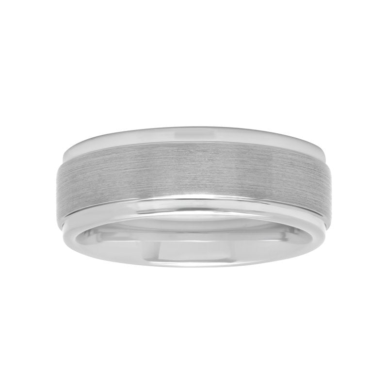 Men's Tungsten Wedding Band 8mm Satin and Polish Finish Durable Ring