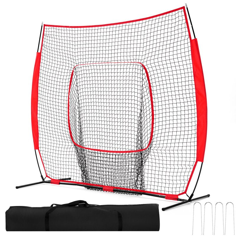 Baseball Practice Net with Quick Setup, Strike Zone Target & Carry Bag - 7x7 ft