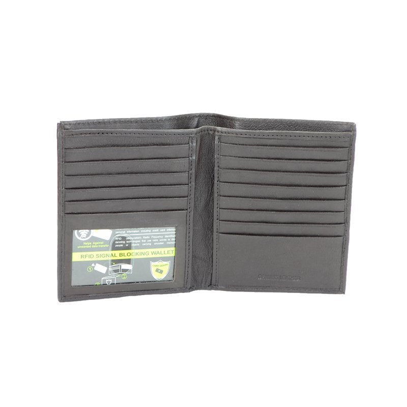 Men's RFID Blocking Leather Wallet with Card Slots & Currency Divider