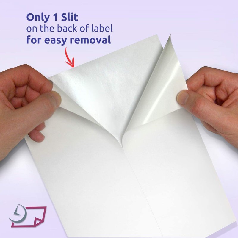 Full Sheet White Labels 8.5 x 11 Inch Printable Sticker Paper for Laser Inkjet - Pack of 50 Sheets