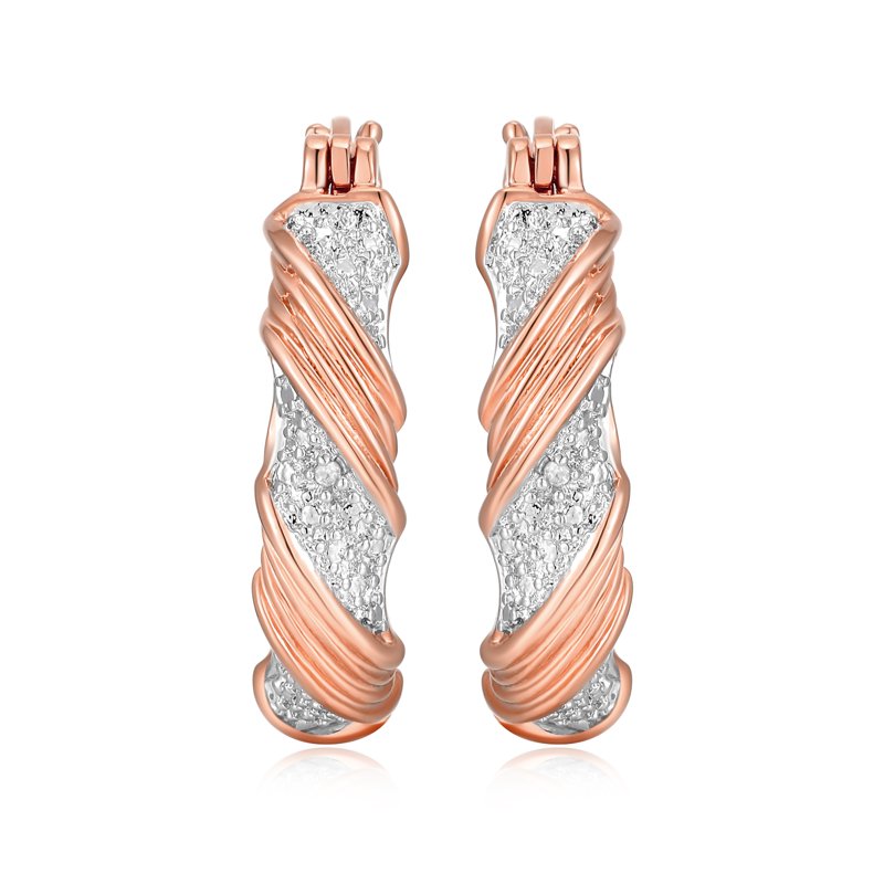 Diamond Accent Hoop Earrings in 14k Rose Gold, Silver & Yellow Gold
