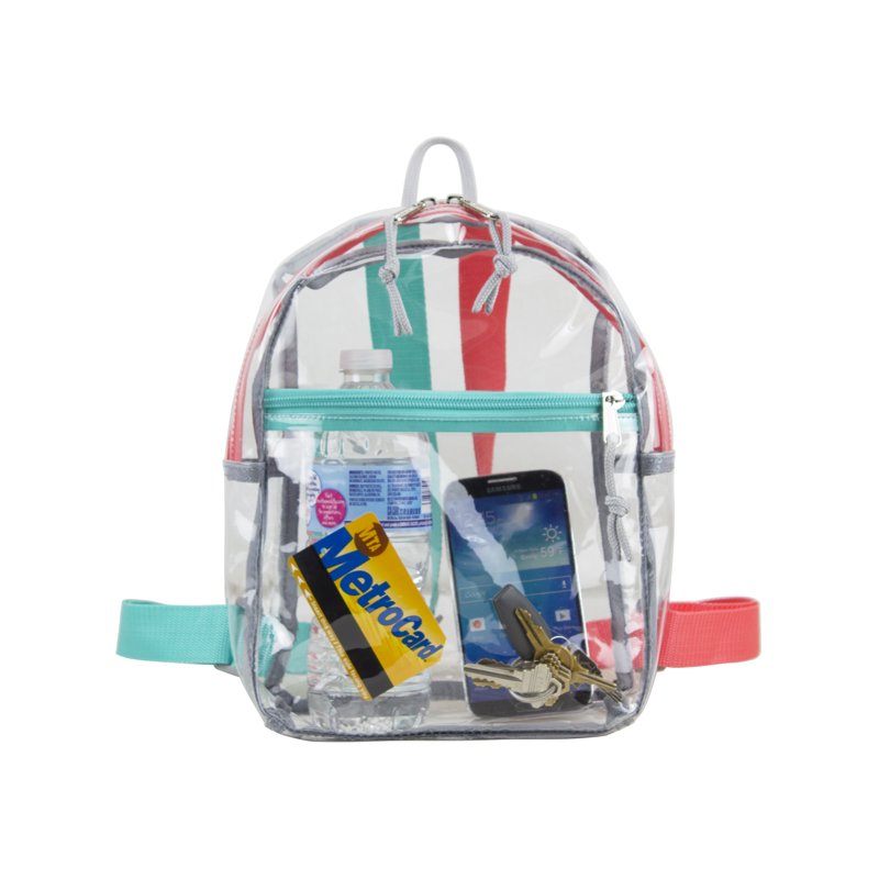 Unisex Clear Mini Backpack with Front Zip Pocket - Lightweight & Durable