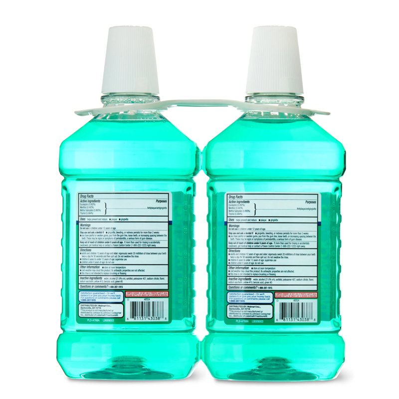Antiseptic Mouthwash Green Mint Large Twin Pack - ADA Accepted, Fresh Breath, Plaque & Gingivitis Relief