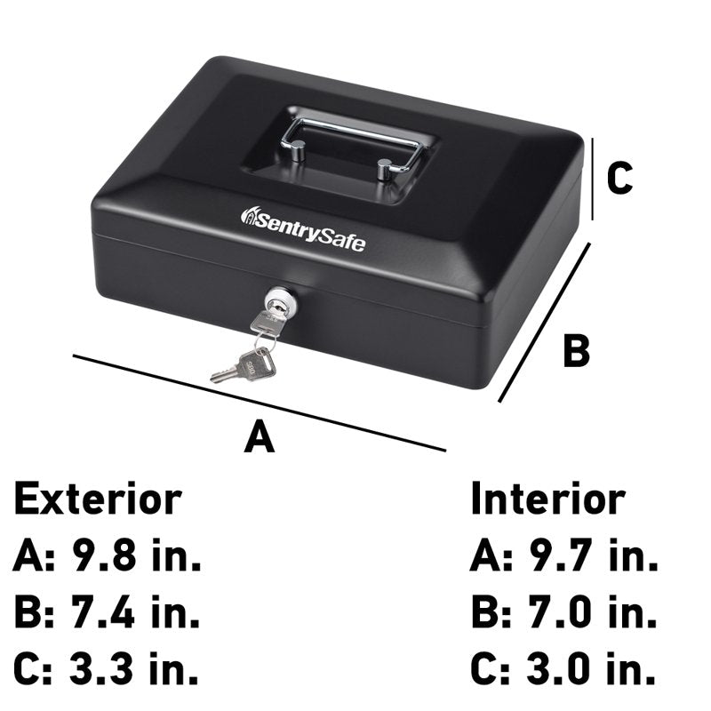 Steel Cash Box with Key Lock - Portable Locking Storage for Cash & Small Items