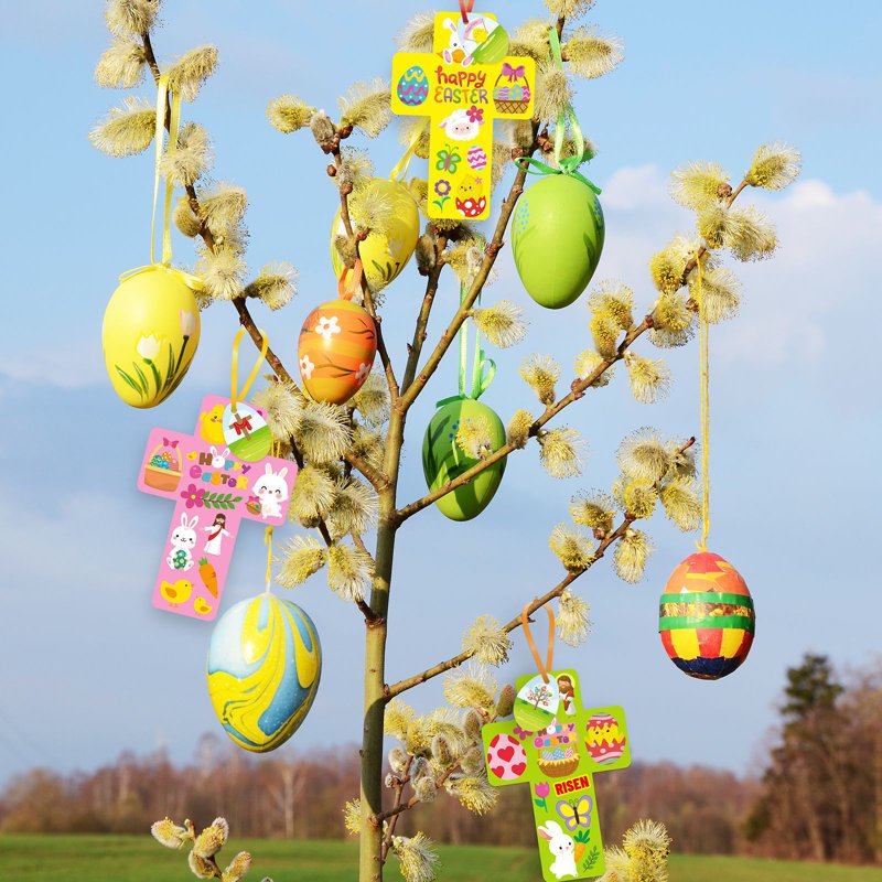 Easter DIY Craft Kit with Cross, Egg & Bunny Stickers - Kids Handmade Decorations