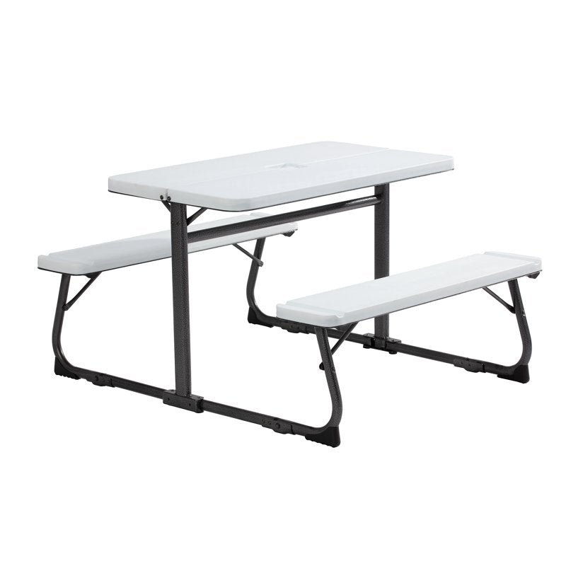 Kids Folding Activity Table and Bench Set - White, 3-8 Years