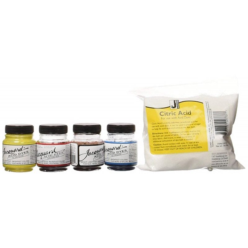 Acid Dyes Set with Citric Acid for Protein Fibers - 4 Colors, 0.5oz Each