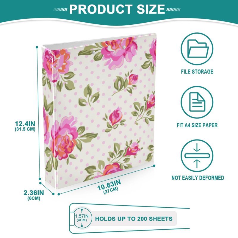 3-Ring Hardcover Binder Organizer 1.5 Inch Capacity with Interior Pockets - 2 Pack