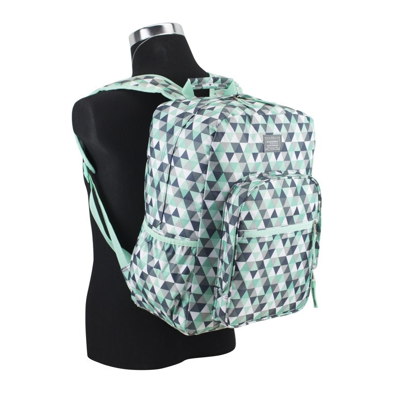 Unisex Fashion Lifestyle Backpack with Laptop & Hydration Pockets - Grey Mint Diamonds