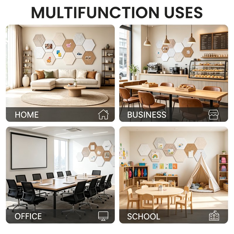 Self-Adhesive Hexagon Cork Tiles Wall Bulletin Board Kit - 10 Pack