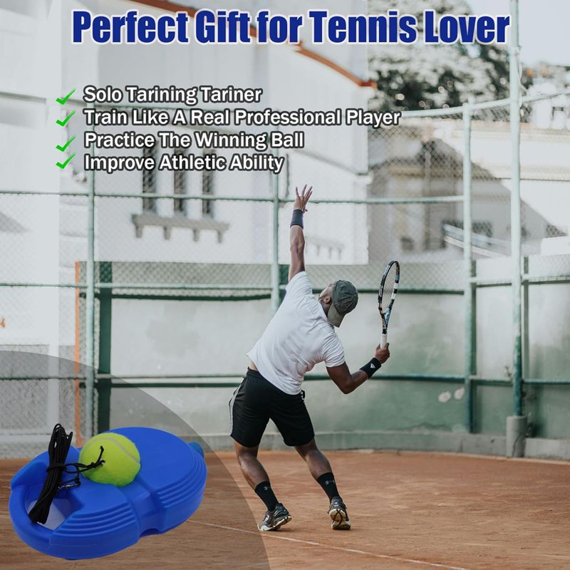 Solo Tennis Trainer Rebound Ball Set with 6 String Balls for Beginners & Kids