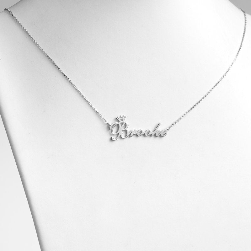 Personalized Girls Sterling Silver or Gold Over Silver Name Necklace - Princess Script