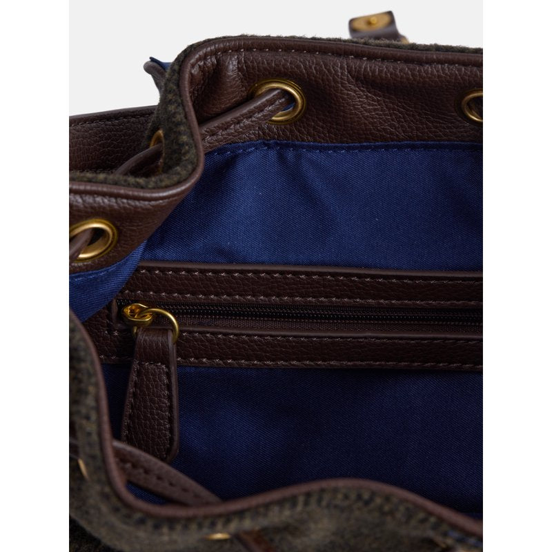 Women's Backpack with Faux Leather Trim and Multiple Pockets - Adjustable Straps