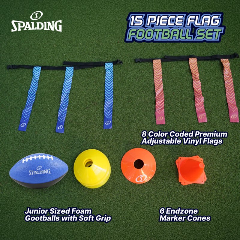 Flag Football Set with Belts, Flags, Cones for Kids & Adults - Complete Outdoor Game Kit