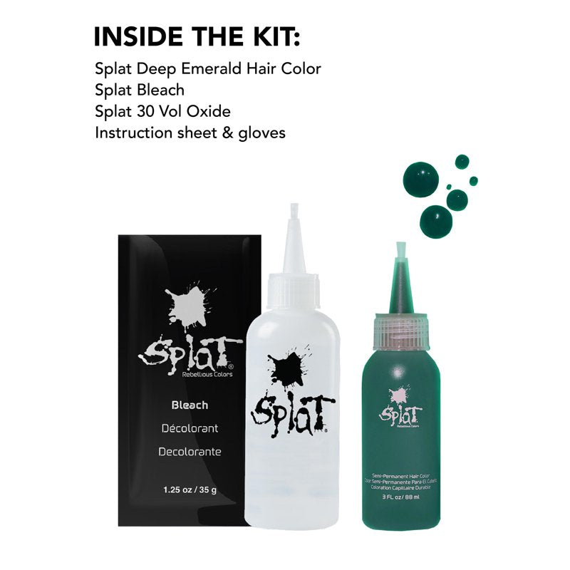 Semi-Permanent Hair Dye Kit with Bleach - Deep Emerald Green