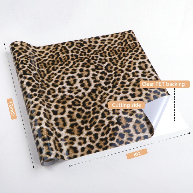 Permanent Vinyl Roll 12" x 6ft for Crafting & Sign Making - Leopard & Plaid Patterns