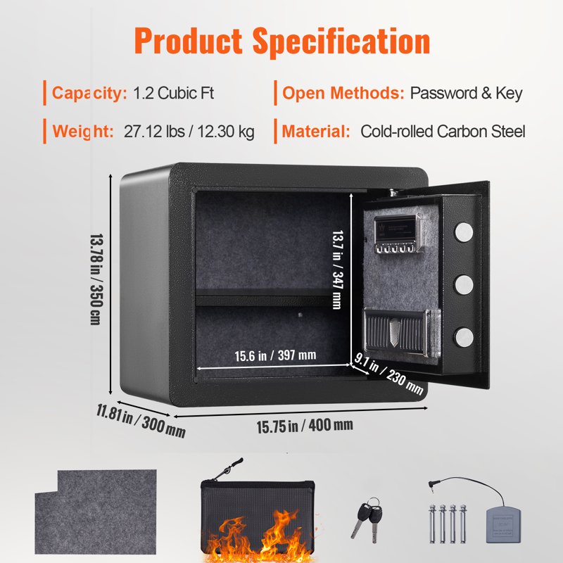 Home Safe 1.2 Cu Ft Steel Security Safe with Digital Keypad & Keys