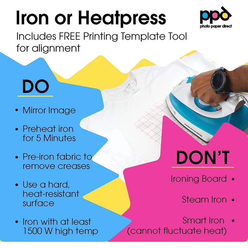 40 Sheets Printable Iron-On Transfer Paper for Fabric T-Shirts & Crafts