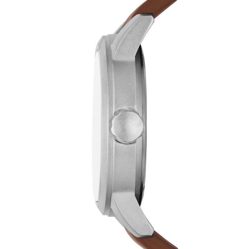 Men's Watch with Silver Tone Case & Vegan Leather Strap - Casual Style