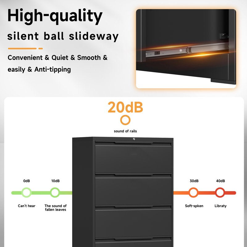 Metal Lateral File Cabinet with Lock - Office Storage for Hanging Files