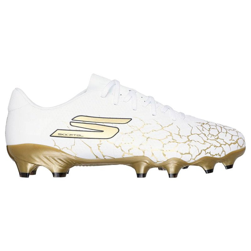 Skechers SKX 1.5 Academy FG Soccer Cleats - White/Black/Gold, Men's Medium