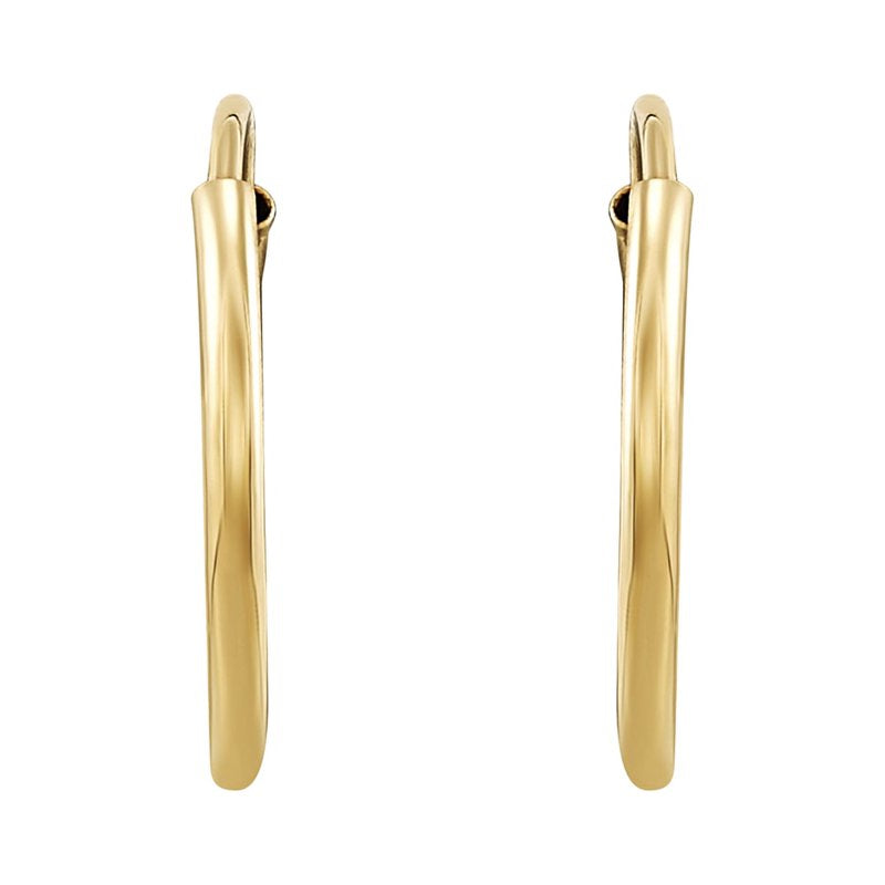 10K Yellow Gold 12mm Hollow Round Hoop Earrings - Stylish & Lightweight