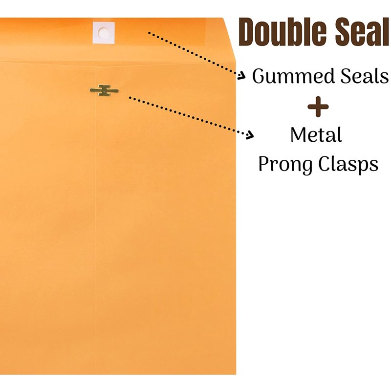 Brown Kraft Clasp Envelopes 9x12 Inches - Pack of 18 Document Mailers