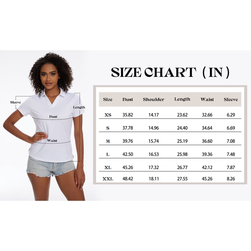 Women's Golf Polo Shirts Collared V Neck Quick Dry UPF 50+ Activewear