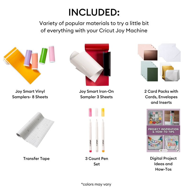 Cricut Materials Crafting Bundle for Cricut Joy & Joy 2 - Starter Set with Vinyl & Accessories