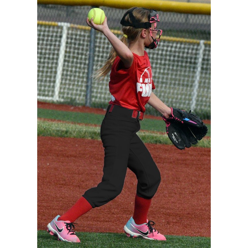 Youth Baseball Pants Kids Softball Trousers Low Rise Tournament Fastpitch Black