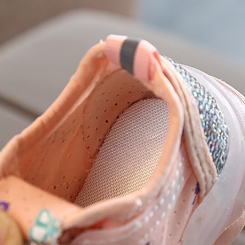 Kids Light-Up Breathable Canvas Sneakers with Butterfly Print, Size 6