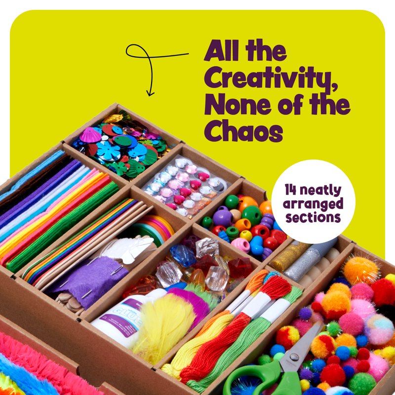Kids Arts & Crafts Kit with Supplies in Storage Case for Creative Projects