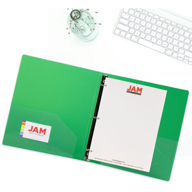 1-Inch Plastic Binder with Metal Rings - Green, 3-Ring Office Organizer