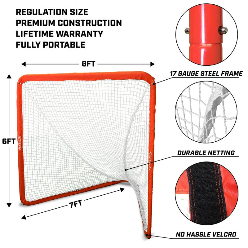 Portable Regulation Lacrosse Goal with Steel Frame - Kids & Adults Backyard Setup