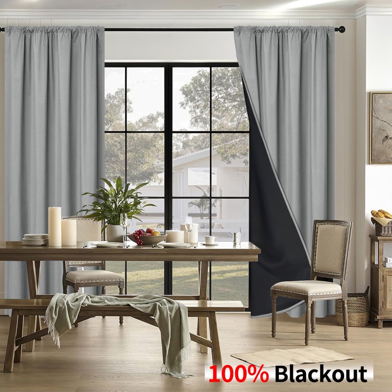 Blackout Curtains Insulated Window Drapes for Bedroom Privacy & Light Blocking