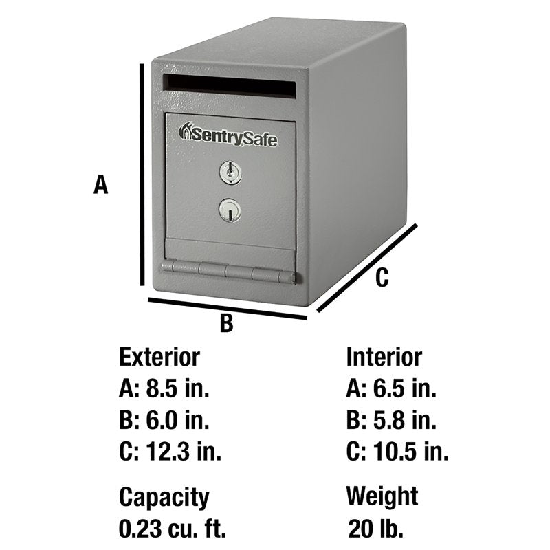 Depository Safe with Dual Key Lock 0.23 Cu Ft Drop Safe Security Lock