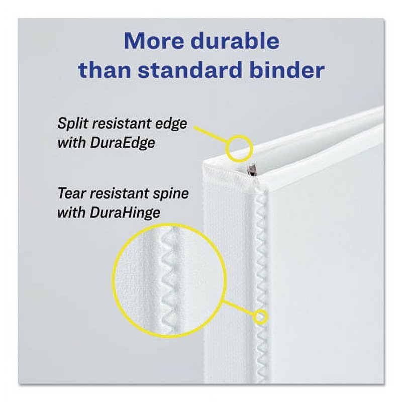 Mini Durable View Binder with 3 Rings - 1 Inch Capacity, White, Pack of 5