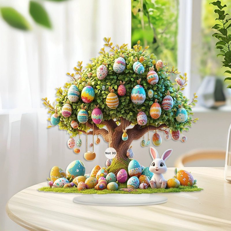 Easter Tabletop Decor Tree Figurine - Indoor Outdoor Spring Festive Centerpiece